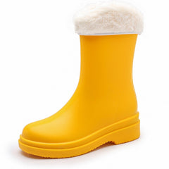 Women's Waterproof Rain Boots Winter Warm Plush Rubber Shoes