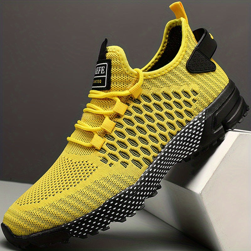 Men's Geometric Print Mesh Sneakers Outdoor Running Shoes