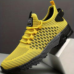 Men's Geometric Print Mesh Sneakers Outdoor Running Shoes