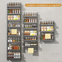 Adjustable Kitchen Shelf Wall Mounted Storage Rack with Towel Bar