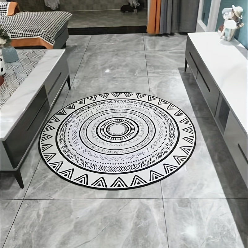 Modern Geometric Round Area Rug for Living Room and Bedroom 35.5 x 35.5