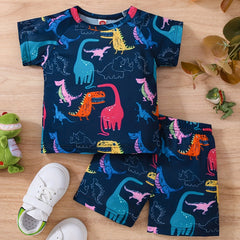 Boys Dinosaur Casual Outfit T-shirt & Shorts Set