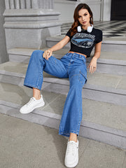 High Waist Wide Leg Baggy Denim Pants