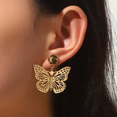 Golden Hollow Butterfly Stud Earrings for Girls