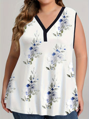 Floral Print V Neck Tank Top