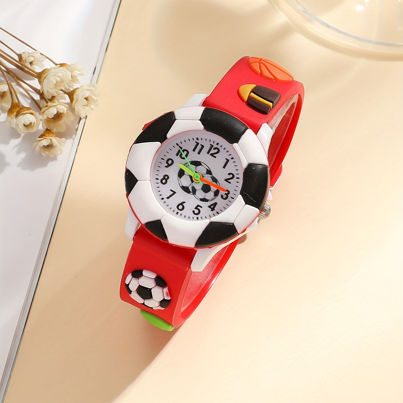 Red Football Basketball Rugby Sports Casual Watch