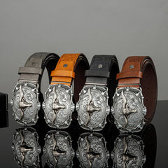 Men's Retro Bull Head Buckle Belt Business Casual Decorative Belt