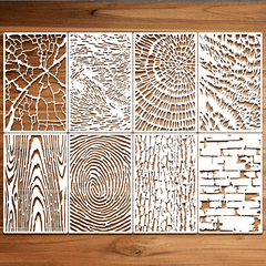 8pcs Abstract Texture Stencils For Painting Wood Grain Crackle Marble Bricks