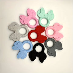 Baby Silicone Soothing Ring Teether Bowknot Teether Baby Soft Teething Toy