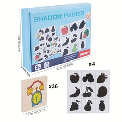 Montessori Shape Toy Animal Fruit Shadow Pairing Blocks Puzzle Game