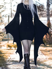 Halloween Gothic Crisscross Drawstring Dress