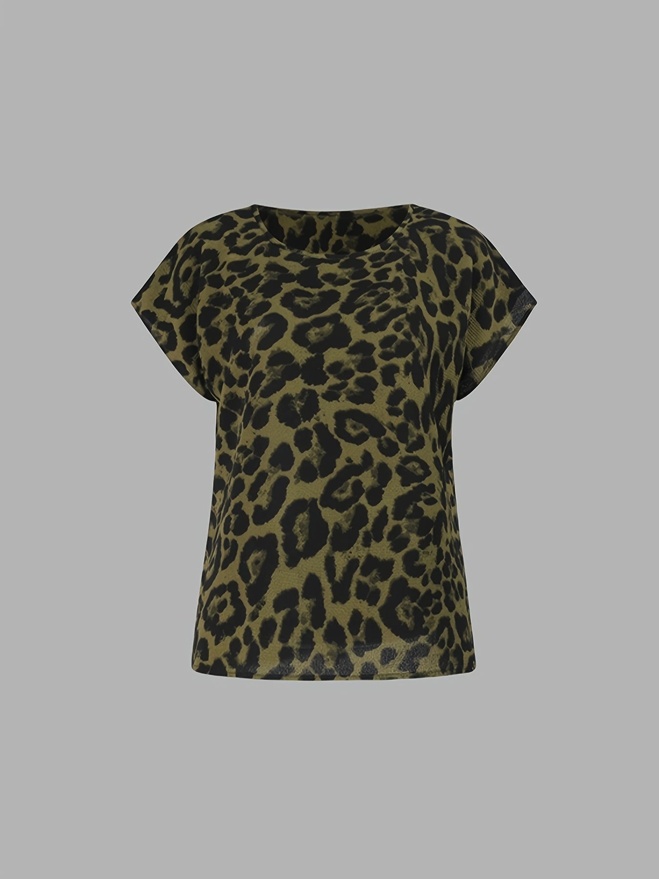Leopard Print Cap Sleeve Top for Women