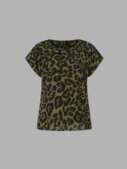 Leopard Print Cap Sleeve Top for Women