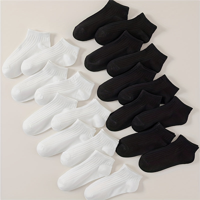 20 Pairs Solid Ribbed Socks Women's Stockings