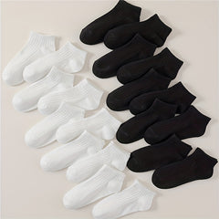 20 Pairs Solid Ribbed Socks Women's Stockings