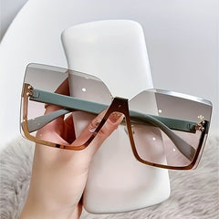 Large Rimless Sunglasses Gradient UV400 Sun Shades