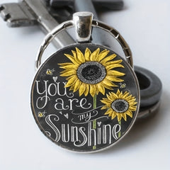 Sunflower Keychain Necklace Retro Bag Charm Wallet Accessory