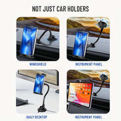 Car Phone Mount Tablet Holder Long Arm Gooseneck Suction Cup Mount