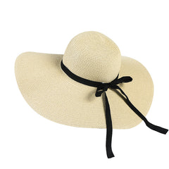 Candy Large Sun Hat Ribbon Bowknot Casual Breathable Straw Hat Women