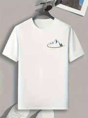 Mountain Print Men's Comfy T shirt - Outdoor Summer Tee