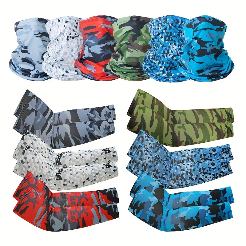 2pcs Outdoor Sunscreen Neck Gaiter Riding Mask And Sunshade Sleeve Set