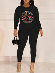 Casual Skull Print Two Piece Set T-shirt & Leggings
