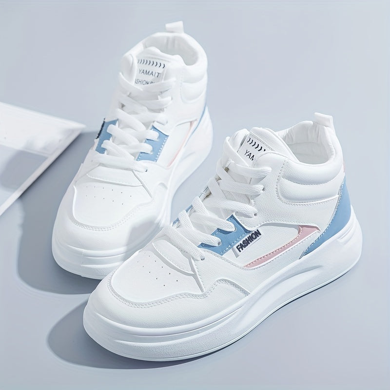 Women's Chunky High Top Sneakers Non Slip Lace Up Casual Shoes