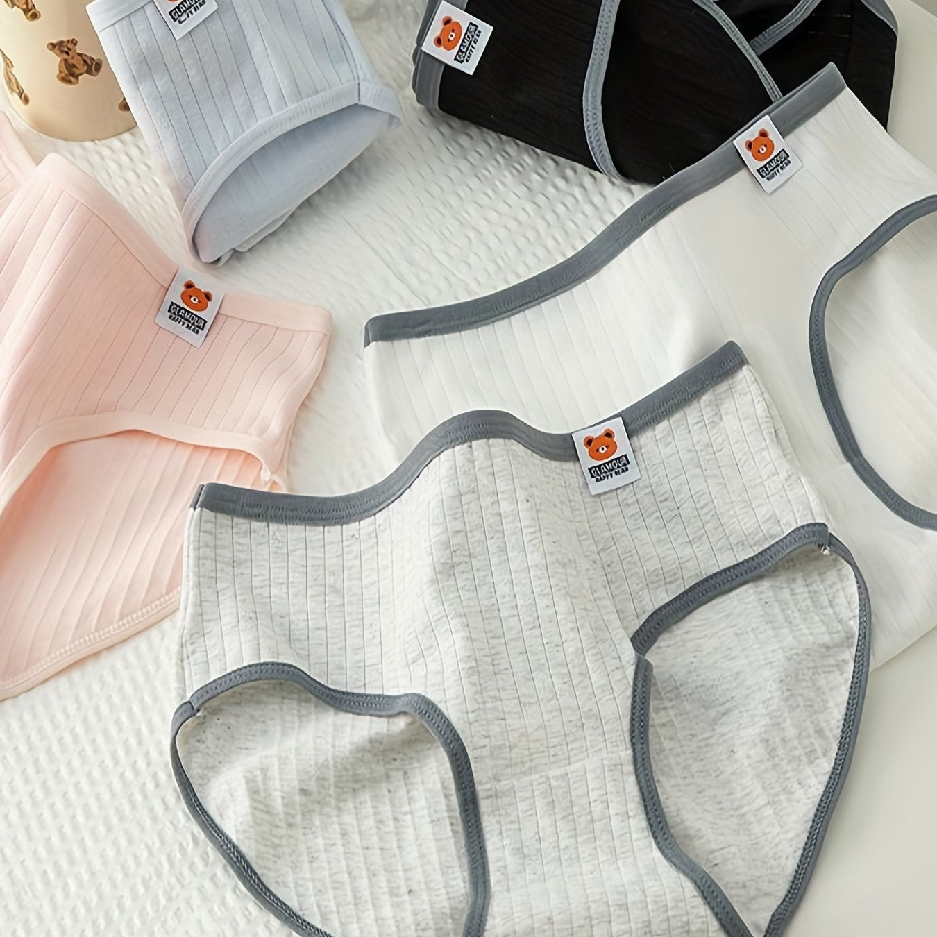 5pcs Girls Bear Triangle Panties 95% Cotton Underwear Comfortable