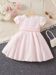 Flutter Sleeve Zip Up Belted Puffy Dress Toddler Baby Girls