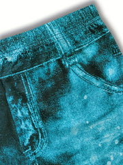 Denim Print Skinny Leggings High Waist Stretch Women's Clothing