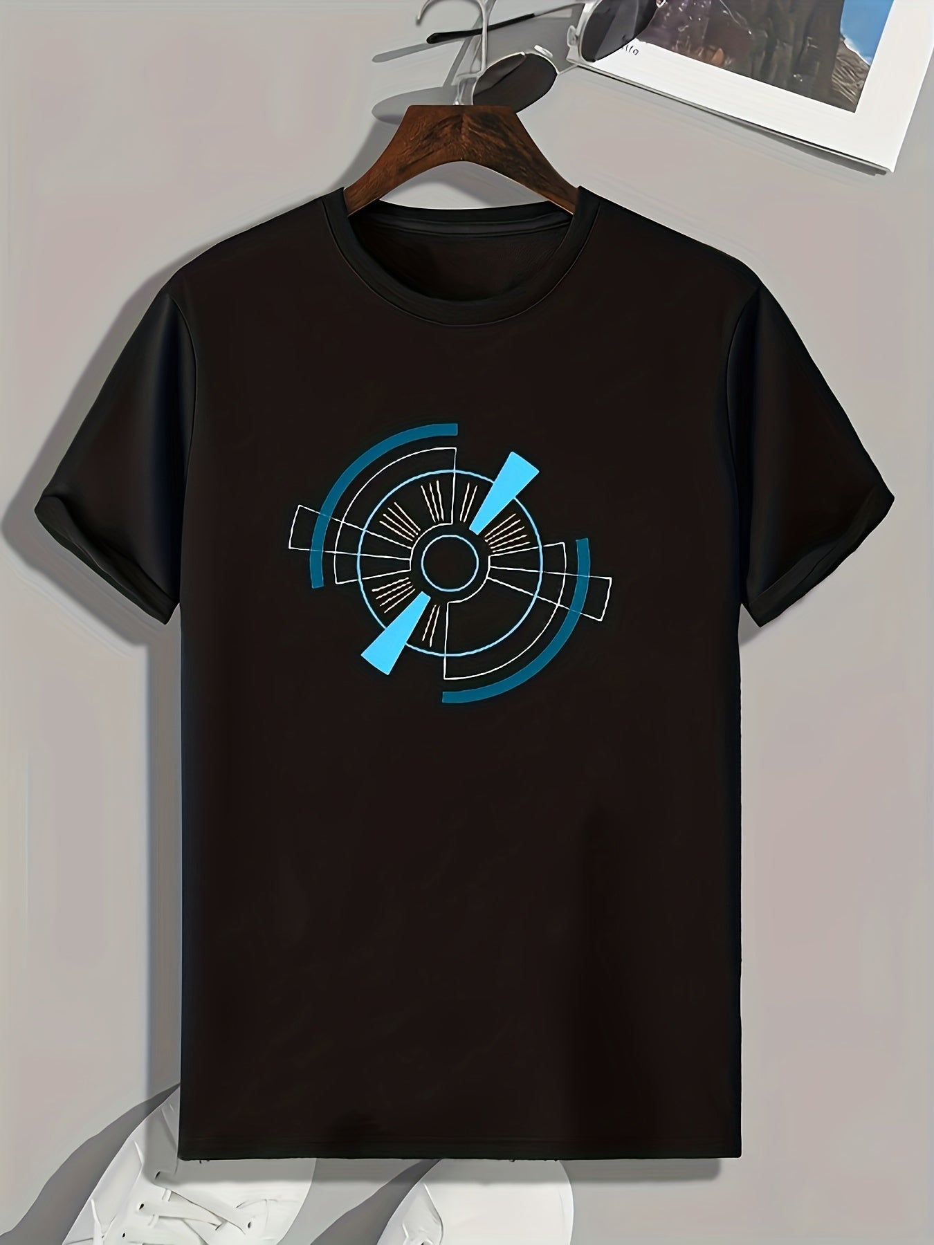 Disk Pattern Print Men's Comfy Sports T-shirt