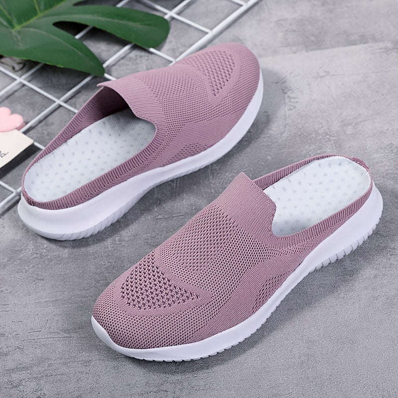 Breathable Anti Slip Knitted Running Shoes Lightweight Backless Slip On Slippers