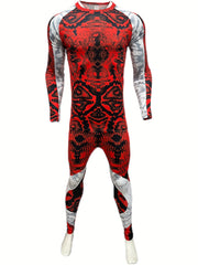 Men's Athletic Tracksuit Skinny Fit Long Sleeve Round Neck Jersey and Leggings