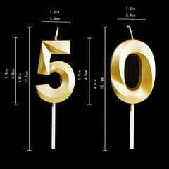 Golden Number 50th Birthday Candle Cake Decoration Set