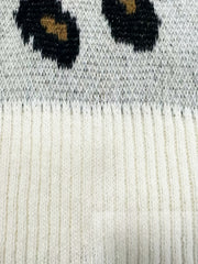 Colorblock Leopard Print V-Neck Sweater