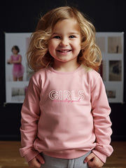 Girls Letters Pattern Crew Neck Sweatshirt Spring Fall Christmas Gift