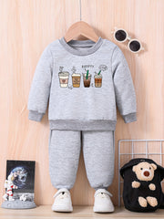 Baby Drinks Print Outfit Set