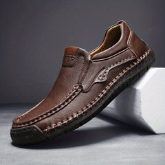 Men's Stitch Detail Moc Toe Loafer Shoes Comfy Slip On Shoes