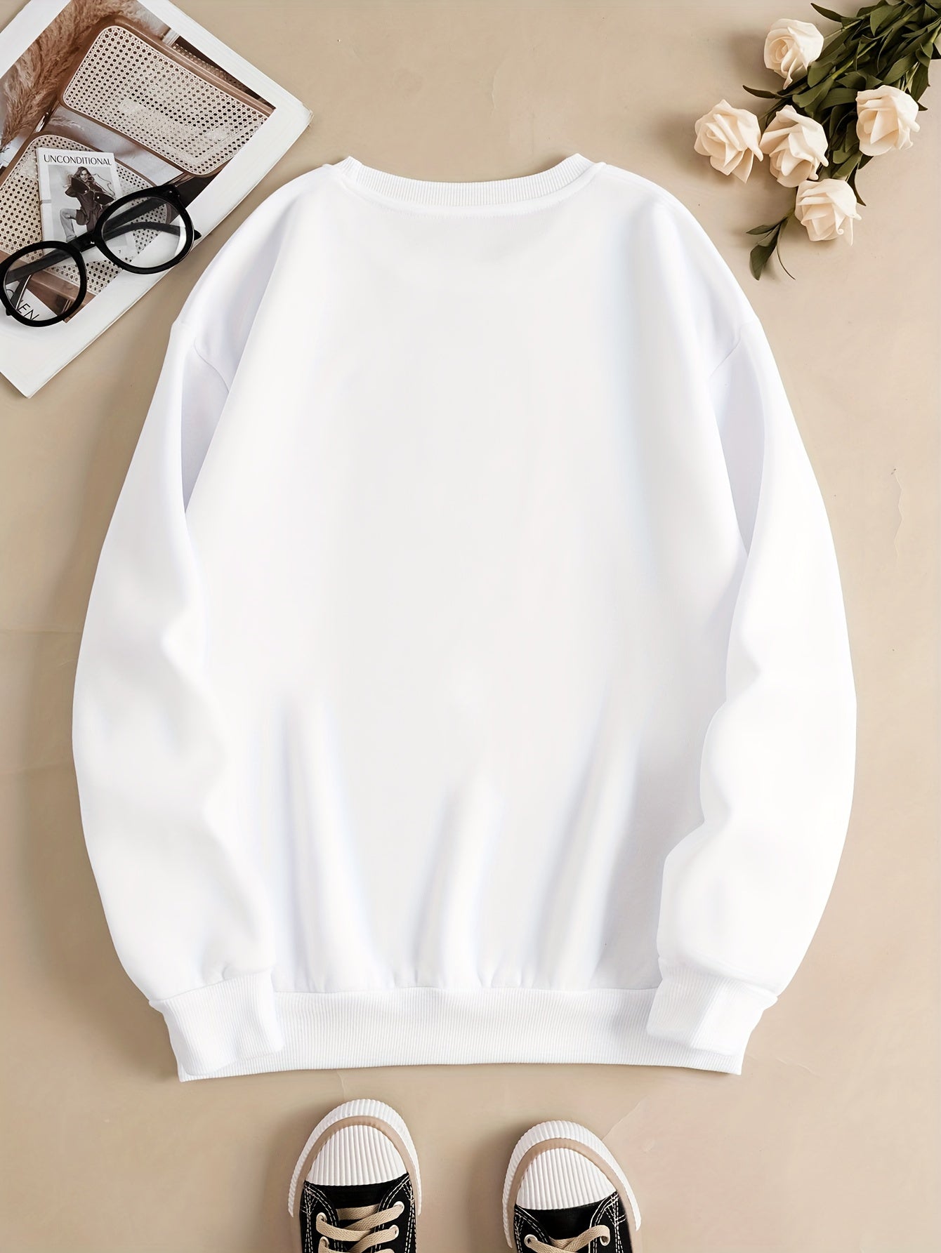 Women's Casual Solid Sweatshirt for Spring & Autumn