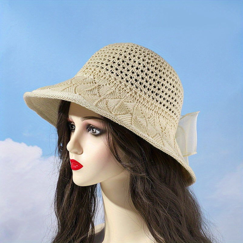 Wide Brim Beige Sun Hat Crochet Bucket Hat