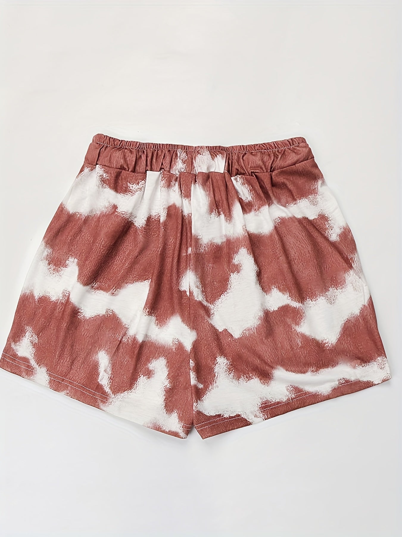 Tie Dye Tie Front Shorts Elastic Waist Wide Leg Shorts