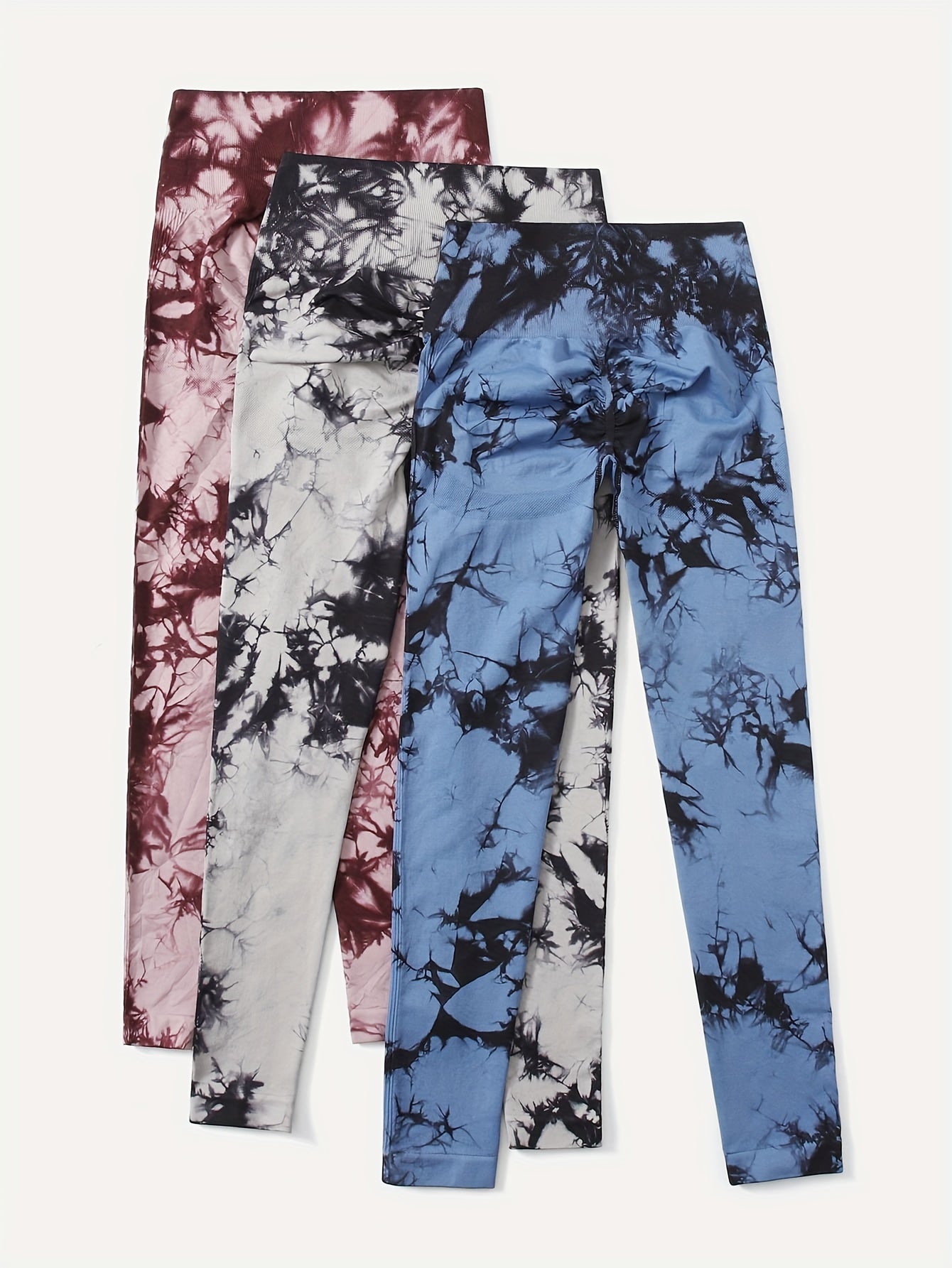 3pcs Tie Dye Seamless Yoga Pants High Stretch Leggings