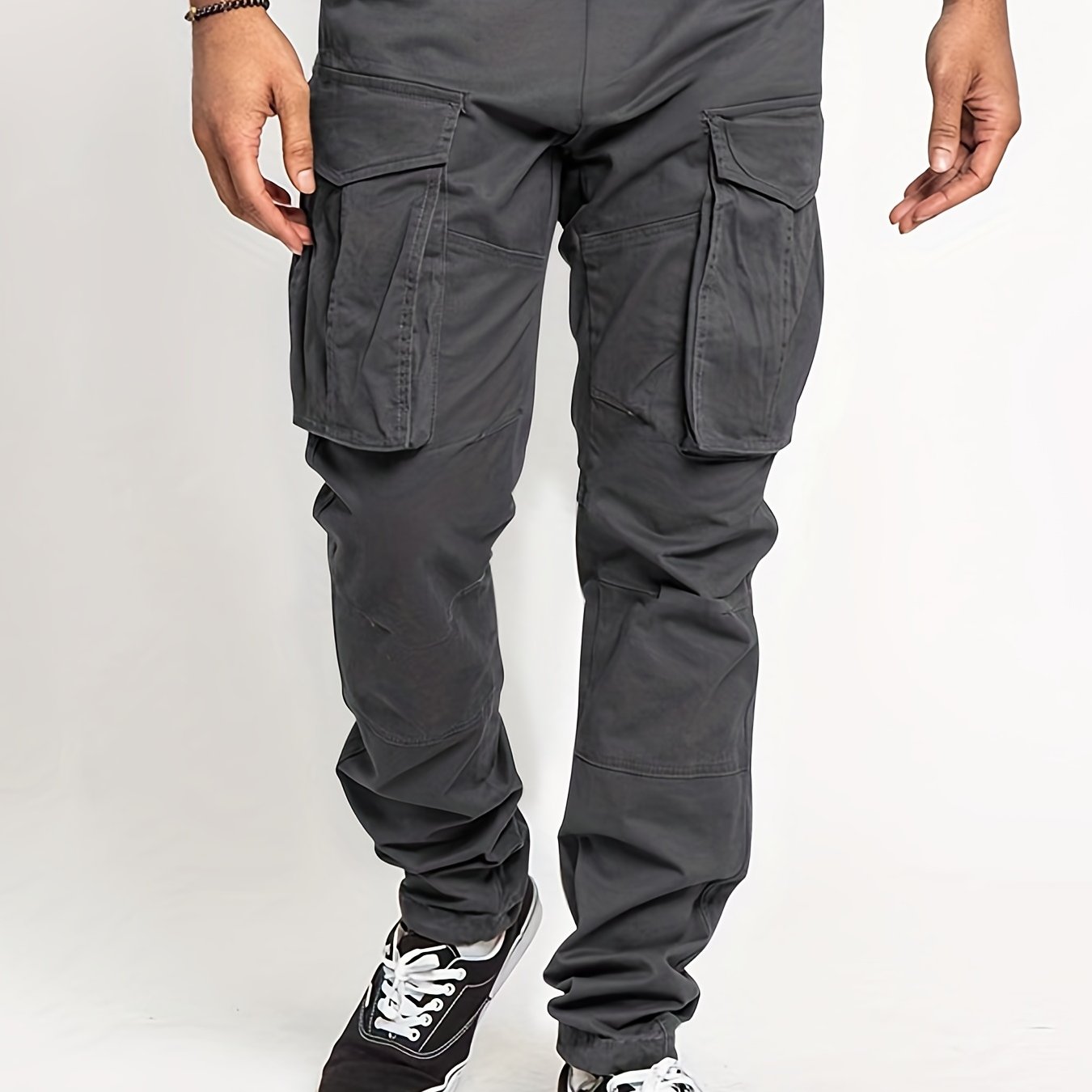 Solid Pocket Cargo Pants Men's Casual Outdoor Joggers