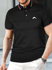 Dolphin Print Men's Short Sleeve Lapel Shirt for Summer Golf