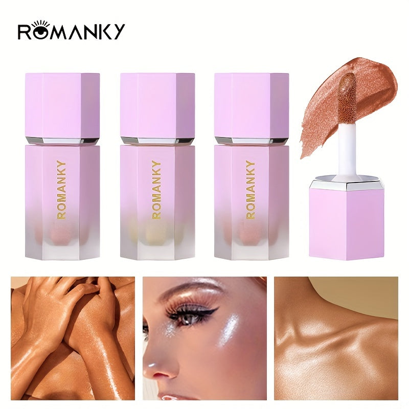 3-Piece Liquid Highlighter Set for Face and Body Glow Makeup