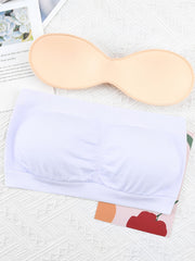 3 Pcs Double Layer Strapless Bra Slightly Breast Wrap Detachable Chest Pad Bra