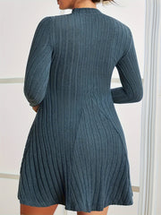 Solid Long Sleeve High Neck Stretch Dress