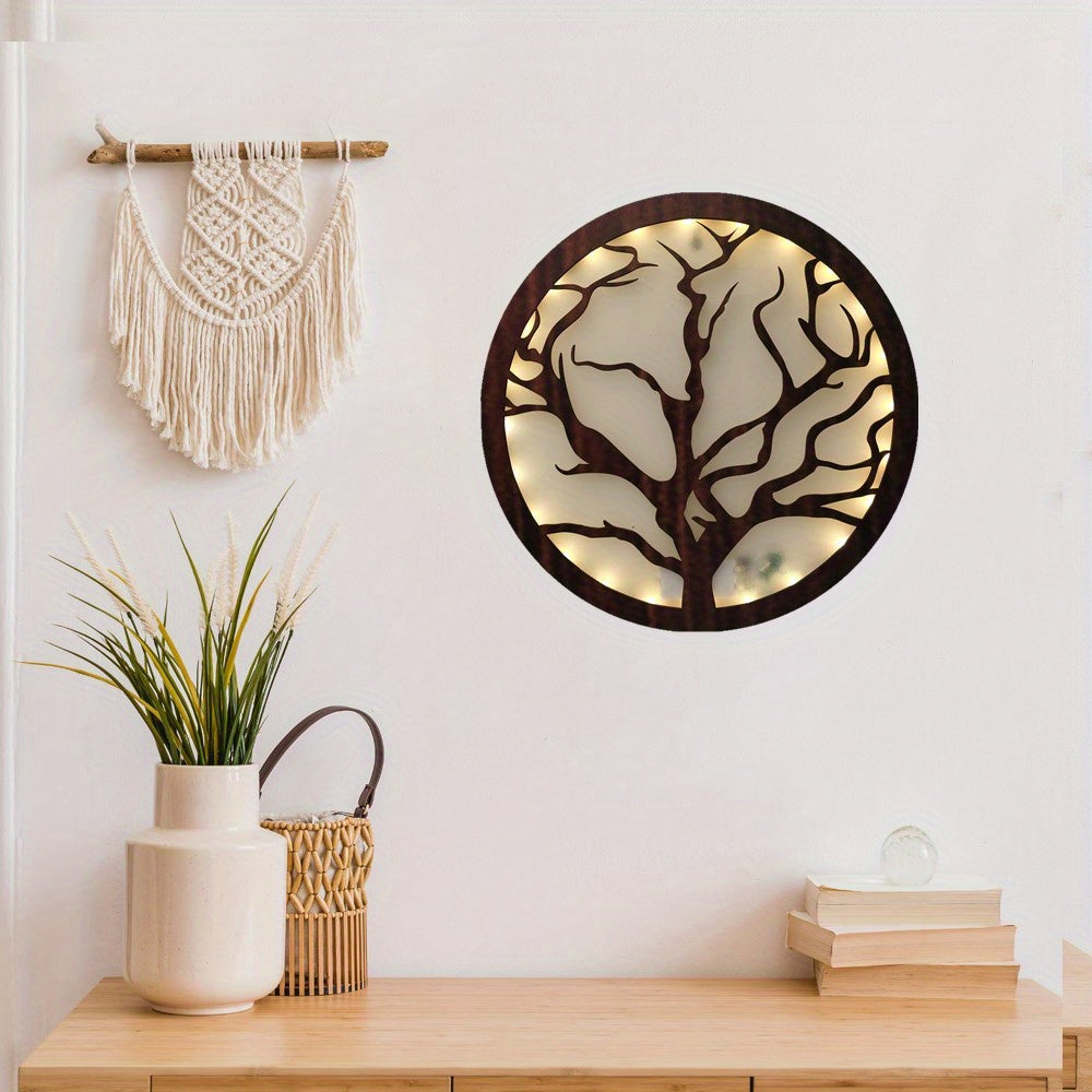 LED Tree Green Plant Wooden Hanging Decoration