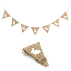 Bunny Banner Linen Rabbit Flags Easter Party Decoration