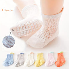 6 Pairs Baby Girls Mesh Crew Socks 1-3 Years